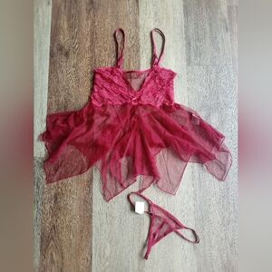 Elegant Red Lace Lingerie Set